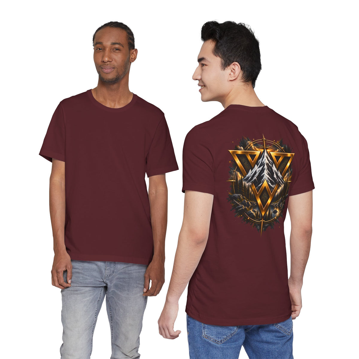 Mountain Valknut Tee — Norse Triangle Wilderness Graphic T-Shirt
