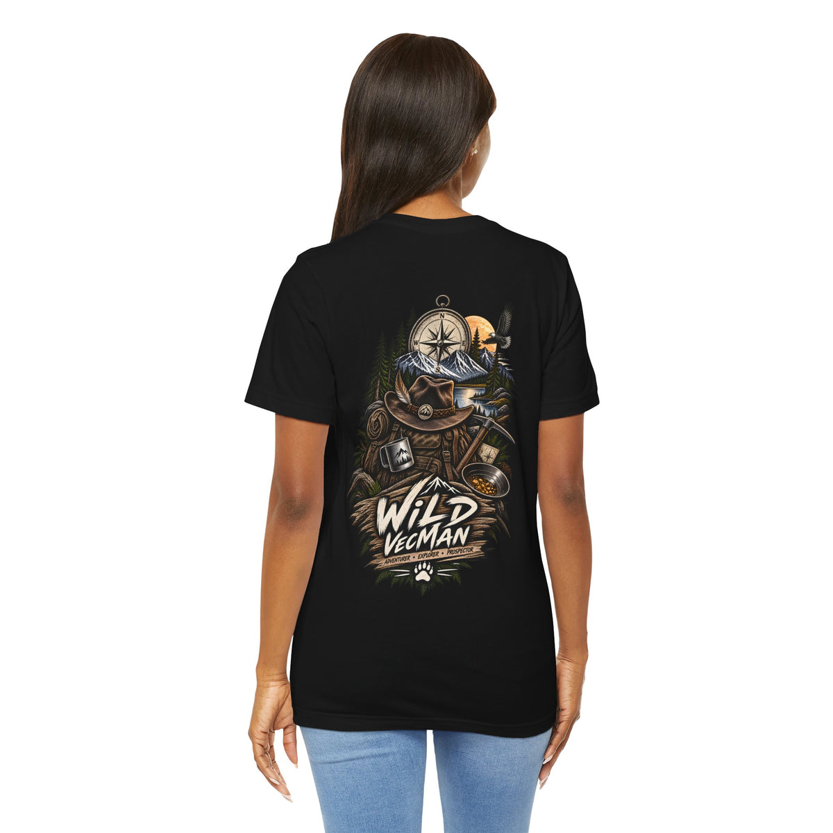 Wild Vegman Adventure T-Shirt — Outdoorsy Compass & Forest Graphic Tee